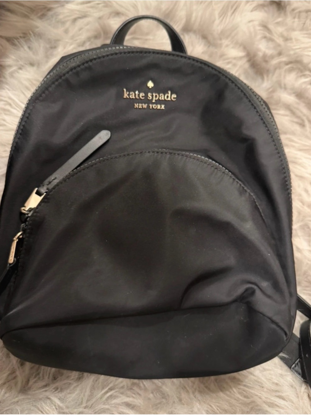 kate spade Black Nylon Mini Backpack with Gold Logo